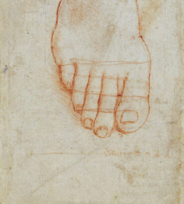 Leonardo da Vinci, Studio di un piede con misure_circa 1490 Windsor_The Royal Collection (web)